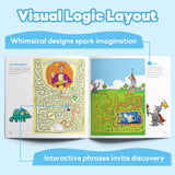 Parent and child using a winter maze puzzle book