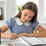 Printed early phonics workbook with word matching activities