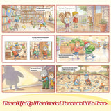 Sunny & Rory 12-Book Behavior Storybook Set for Social Skills and Good Habits product image 6 showing printed book details for screen-free reading and learning