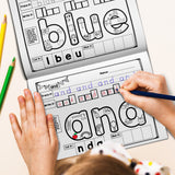 Kids workbook for tracing sight words cutting pasting and reading practice