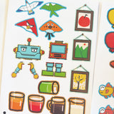 Interactive color placement page with frog and outdoor stickers