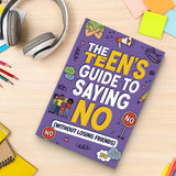 Study desk flat-lay with The Teen's Guide to Saying No