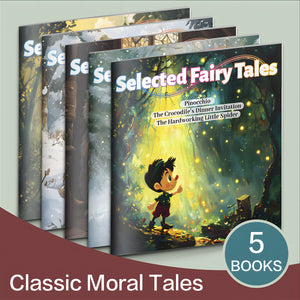 Selected Fairy Tales 5-Book Set for Kids, Children’s Picture Story Book Collection Featuring Pinocchio, The Cat and the Mouse, The Snow Child, The Fox and the Wolf, and The Fox Borrows the Tiger’s Power