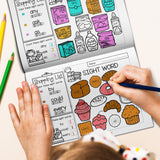 Kids shopping list activity book for sight words vocabulary and confidence