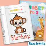 Children's alphabet animal coloring and tracing book