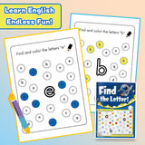 Find and Color Letters Workbook product image 6 showing printed book details for screen-free reading and learning