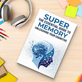 Study desk flat-lay with memory training and cognitive skills book
