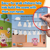 Hands-on screen-free sticker page for picture matching