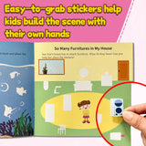 Hands-on mushroom sticker scene for screen-free creative play
