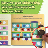 Hands-on animal scene sticker page for preschool learning