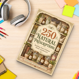 Study desk flat-lay with 250 Natural Prescriptions guide