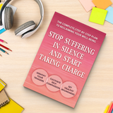 Study desk flat-lay with self-healing and empowerment guide