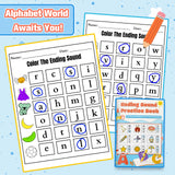 Color the Ending Sound Workbook product image 7 showing printed book details for screen-free reading and learning