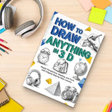 Study desk flat-lay with step-by-step drawing guide