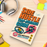 Study desk flat-lay with side hustle business judgment book
