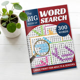 Adult large print activity book with word puzzles for quiet reading and focus