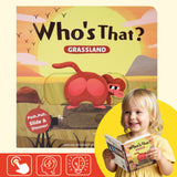 Who's That Grassland Push Slide Board Book product image 7 showing printed book details for screen-free reading and learning