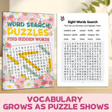 Sight Words Search and Writing Workbook for Kids, Word Find Activities, Early Reading Practice, Vocabulary Review, Spelling Support, and Kindergarten Literacy Learning