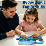 Parent and child using Who's Eating It Push and Pull Board Book as educational toddler book