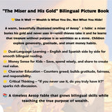 The Miser and His Gold English-Spanish Moral Tale product image 7 showing printed book details for screen-free reading and learning