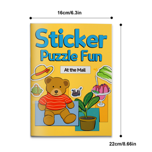 Shopping theme sticker puzzle activity book for kids with mall scenes