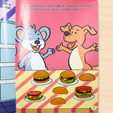 Printed preschool activity book for food recognition and stickers