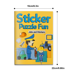 Career theme sticker puzzle book for kids with worker characters