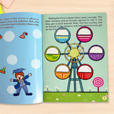 Printed preschool playground vocabulary activity book with stickers