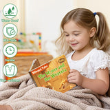Child reading The Mouse and the Weasel English-Spanish picture book