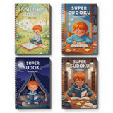 Family practicing Super Sudoku number reasoning together