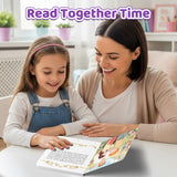 Family read-together scene with Hansel and Gretel fairy tale book