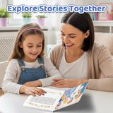 Adult and child exploring Rapunzel classic fairy tale together