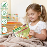 Child reading The Stag at the Pool English-Spanish picture book