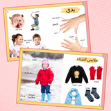 Printed early learning encyclopedia with body parts and self-recognition illustrations