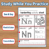 Alphabet Handwriting Activity Sheets product image 8 showing printed book details for screen-free reading and learning