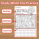 Letter Hunt Worksheets for Pre-K product image 8 showing printed book details for screen-free reading and learning