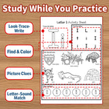 Alphabet Worksheets: Upper and Lowercase product image 8 showing printed book details for screen-free reading and learning