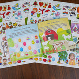 Children's picture prompt sticker activity book for screen-free practice