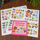 Printed preschool classification book with sticker challenges