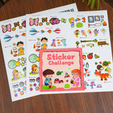 Printed preschool hands-on practice book with sticker challenges