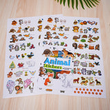 Printed preschool animal awareness book with creative sticker play