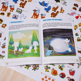Printed preschool friendly animal book with creative sticker play
