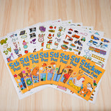 Printed 8-book preschool activity set with animals food jobs nature and pets