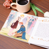 Character illustration page from The Three Spinners storybook