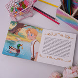 Open interior spread from The Queen Bee storybook with illustration and text