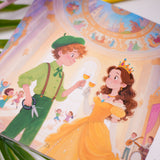 Colorful castle scene from The Brave Little Tailor storybook