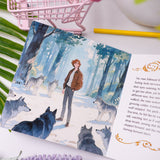 Open interior spread from The Wolf and the Man storybook
