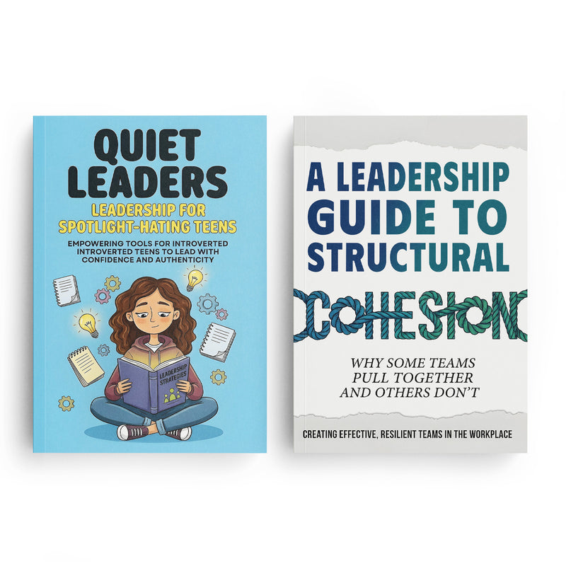 Quiet Leaders Introvert Teen Leadership Bo + Structural Cohesion Leadership Guide: 2-Book Set main cover and printed book set view, image 1, bundle ISBN 9798900666341