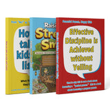 How to Talk So Kids Will Listen Parenting + Effective Discipline Without Yelling Paren + Raising Street-smart Kids Comic Edition: 3-Book Set main cover and printed book set view, image 1, bundle ISBN 9798900665146