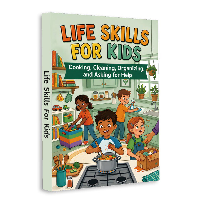 Life Skills for Kids: Cooking, Cleaning, Organizing and Asking for Help, Book 3 physical printed English book front cover, ISBN 9798904660819